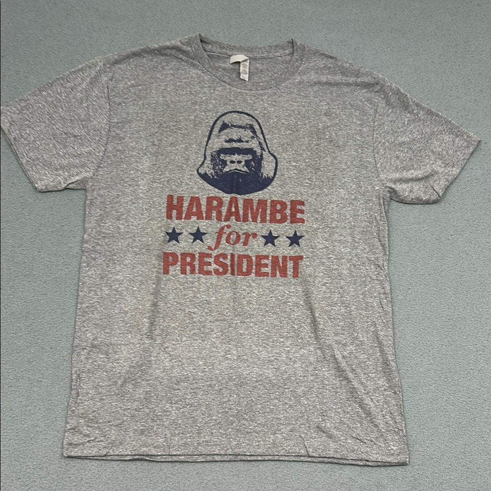 Gray Graphic T-Shirt | “Harambe for President” | Size XL | Tri-Blend